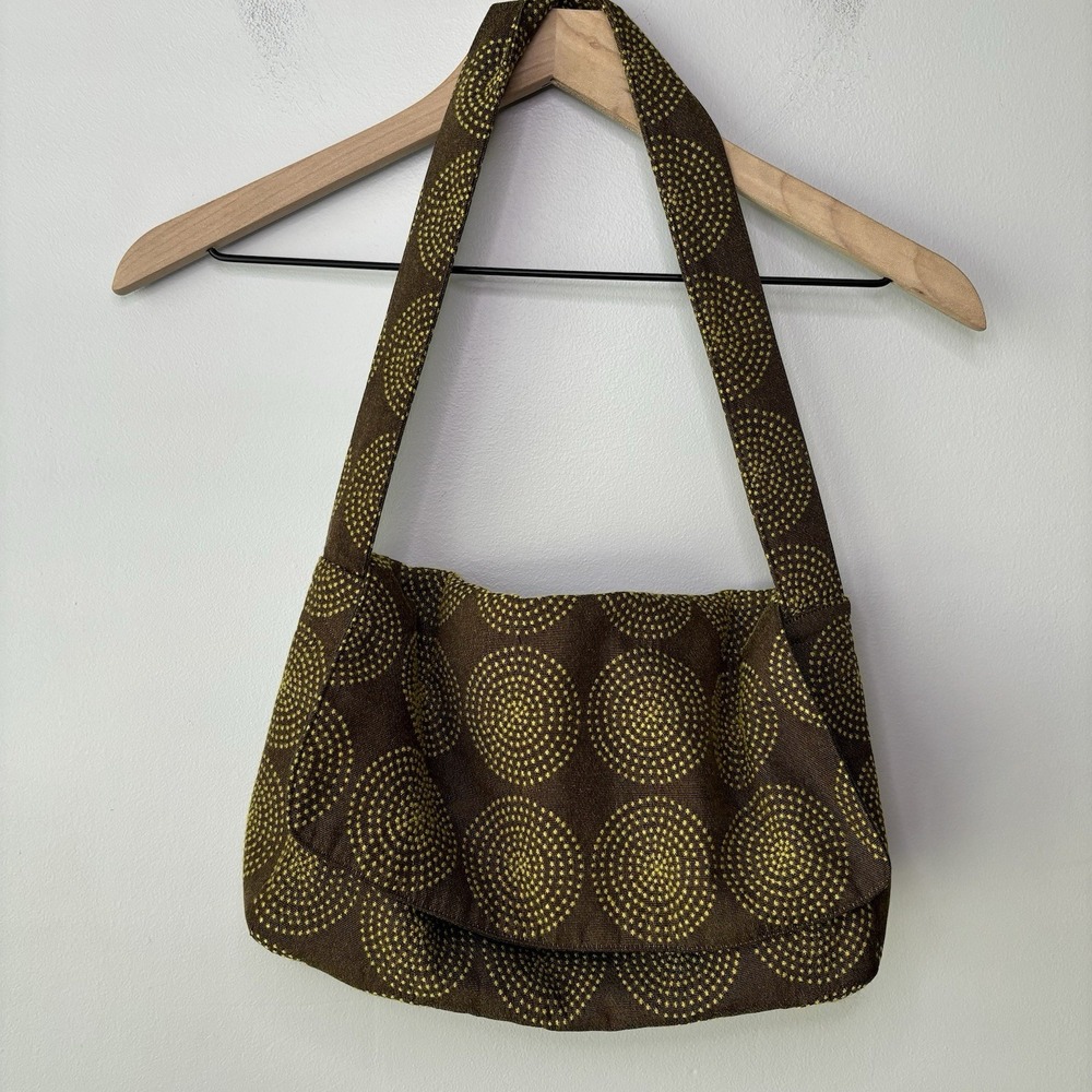 Y2K Shoulder Bag Cloth Boho Purse‎ Brown Tote Gold Cottage Whimsy Peasant Indie
